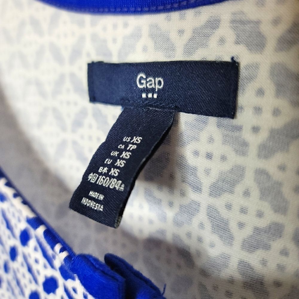 The Gap Sleeveless Patterned High-Low Knit Blue & White Dress - Picture 7 of 7